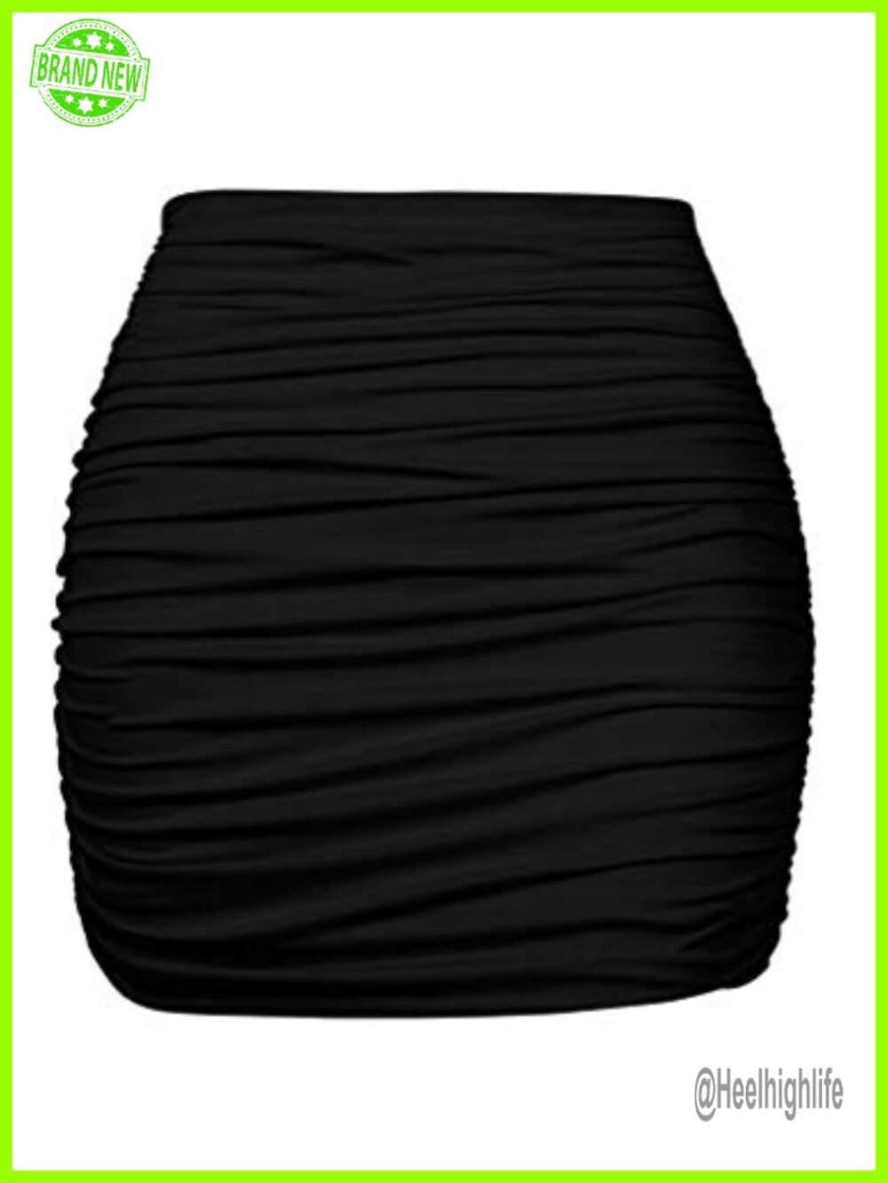 High Waist Ruched Bodycon Mini Club Pencil Skirt Stretchy Polyester Spandex